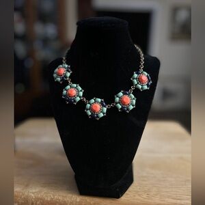 J. Crew Vibrant Coral and Mint Necklace
